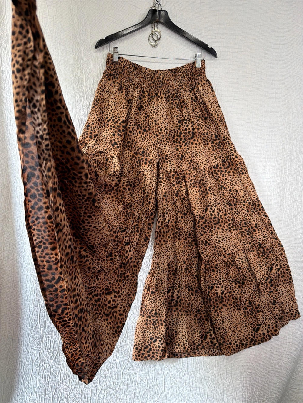 Aerie Party Pants Women Large Palazzo Leopard Print Super Wide Leg New with FLAW - Picture 5 of 16
